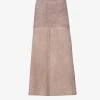 Joseph Sacha Exposed-seam Suede Midi Skirt -Mode Charm Shop R04095408 TRUFFLE M
