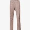 Joseph Coleman Straight-leg High-rise Suede Trousers -Mode Charm Shop R04095417 TRUFFLE M