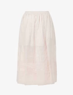 Joseph Menotti Tiered-hem Ramie Midi Skirt