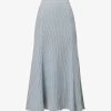 Joseph Mid-rise Flared-hem Cotton Knitted Midi Skirt -Mode Charm Shop R04095430 DUSTYBLUE M