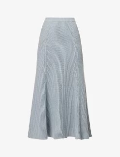 Joseph Mid-rise Flared-hem Cotton Knitted Midi Skirt