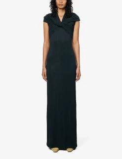 TOVE Lorna Twist-detail Stretch-woven Maxi Dress -Mode Charm Shop R04096552 DARKGREEN ALT02
