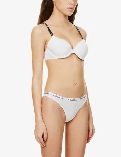Calvin Klein 1996 Branded Underwired Stretch-cotton Bra 9 Calvin Klein 1996 Branded Underwired Stretch-cotton Bra -Mode Charm Shop R04096762 WHITE ALT02