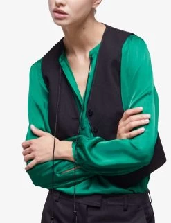 THE KOOPLES V-neck Fitted Wool Waistcoat -Mode Charm Shop R04098260 BLA09 ALT02