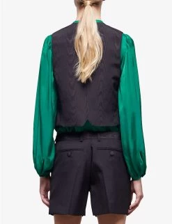 THE KOOPLES V-neck Fitted Wool Waistcoat -Mode Charm Shop R04098260 BLA09 ALT03