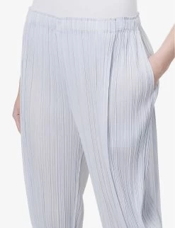 Pleated Elasticated-waist Tapered Mid-rise Woven Trousers -Mode Charm Shop R04100441 10LIGHTGRAY ALT04