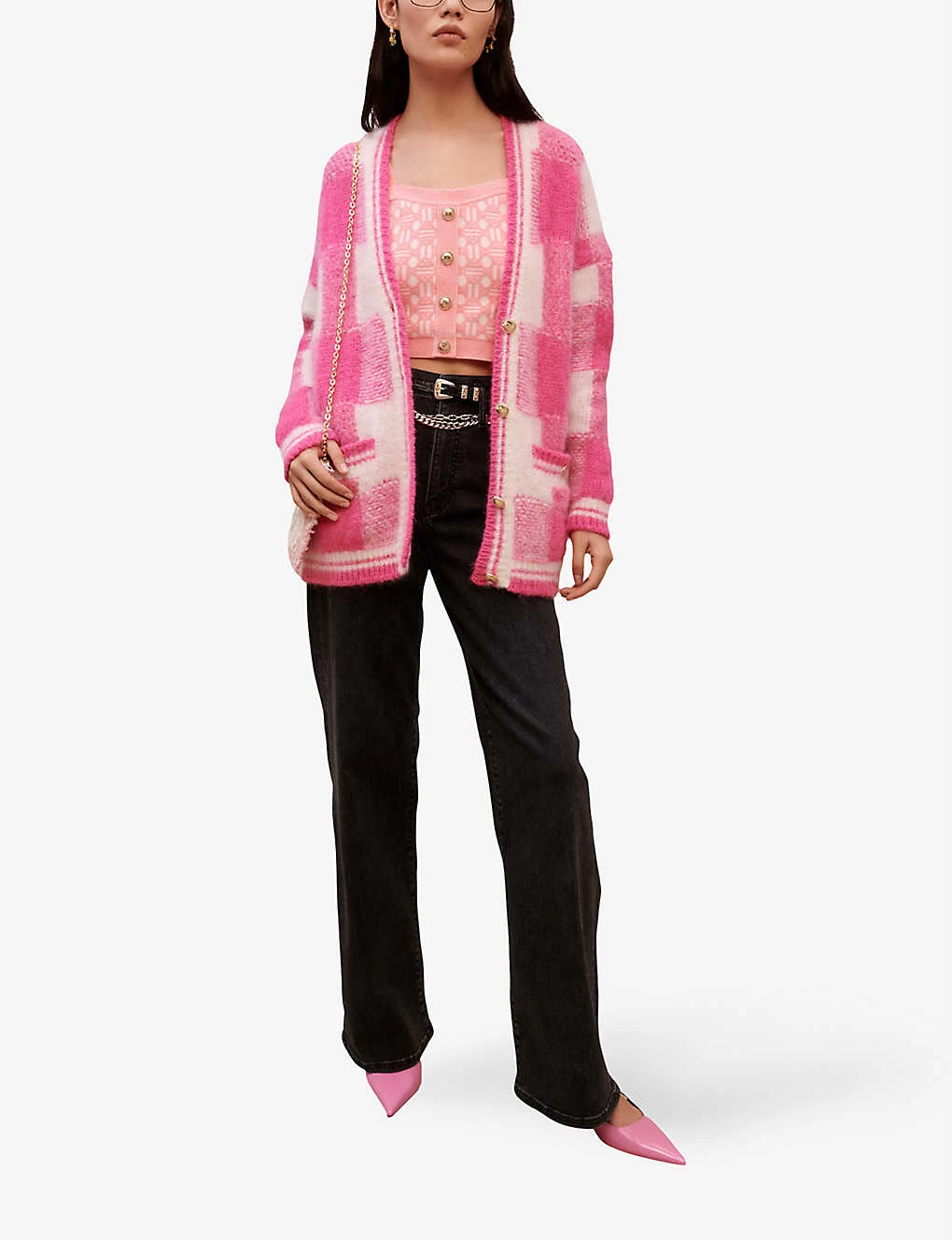 Maje Oversized Checked Jacquard-knit Cardigan 4 Maje Oversized Checked Jacquard-knit Cardigan - Image 2