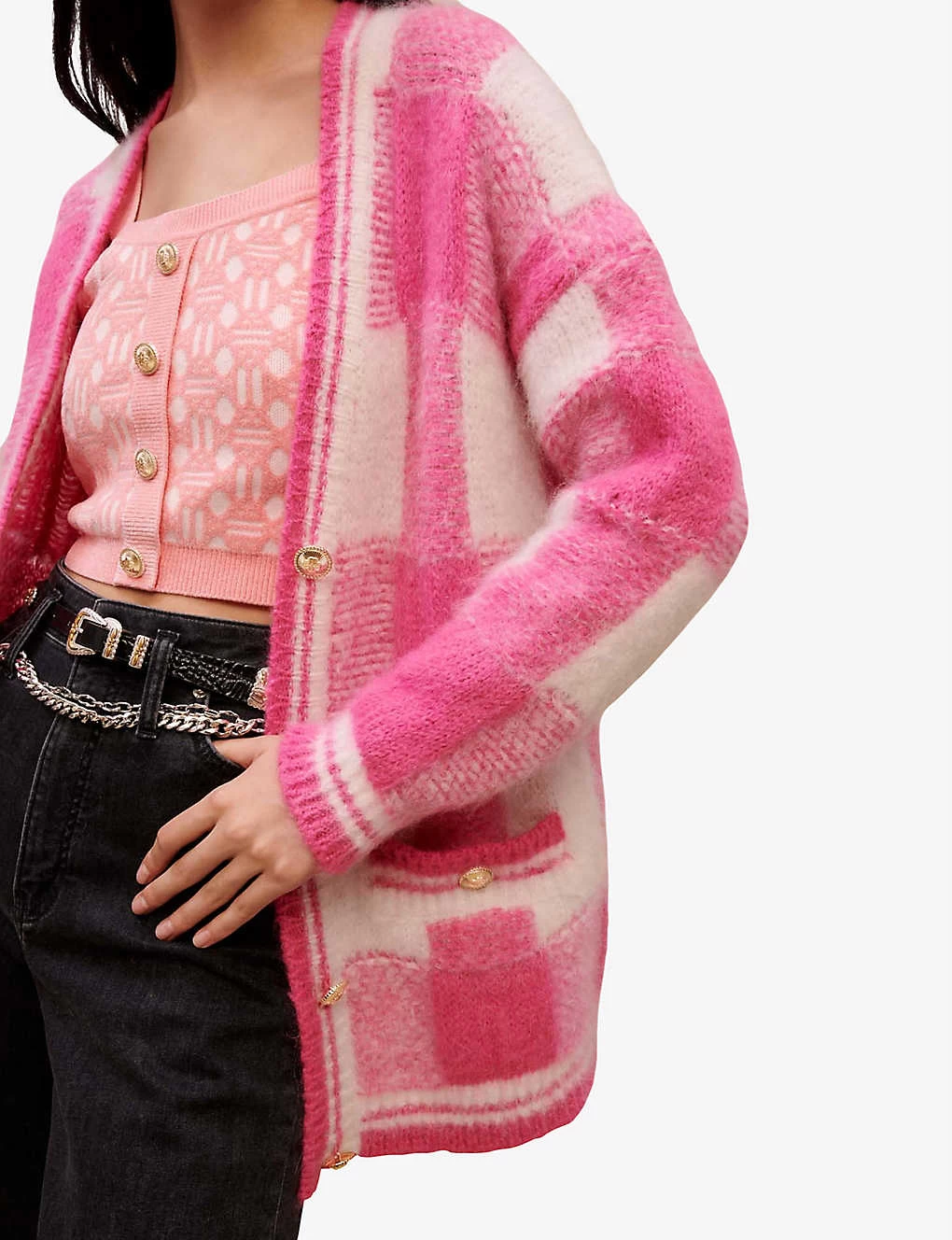 Maje Oversized Checked Jacquard-knit Cardigan 7 Maje Oversized Checked Jacquard-knit Cardigan - Image 5