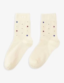 Sandro Crystal-embellished Stretch-cotton Socks