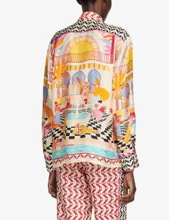 Sandro X Louis Barthélemy Graphic-print Silk Shirt -Mode Charm Shop R04102659 ROSES ALT03