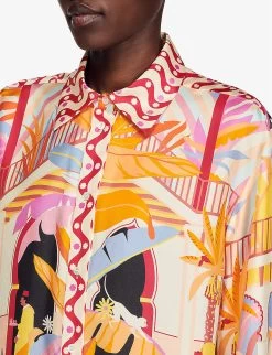 Sandro X Louis Barthélemy Graphic-print Silk Shirt -Mode Charm Shop R04102659 ROSES ALT04