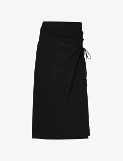 Sandro Cut-out Side-split Stretch-woven Midi Skirt