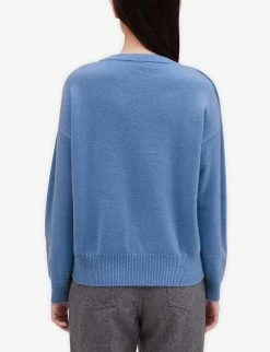 CLAUDIE PIERLOT Madi Logo-embroidered Cashmere Jumper -Mode Charm Shop R04103311 BLEUS ALT03