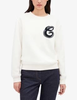 CLAUDIE PIERLOT Logo-embroidered Cotton-blend Jumper -Mode Charm Shop R04103322 NATURELS ALT02