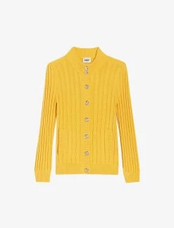 CLAUDIE PIERLOT Buttoned Cable-knit Cotton-blend Cardigan