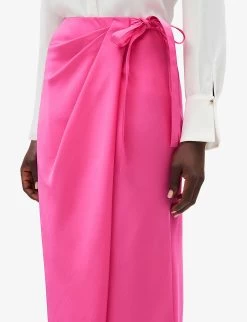 CLAUDIE PIERLOT Saphir Bow-detail Woven Wrap Skirt -Mode Charm Shop R04103373 ROSES ALT04