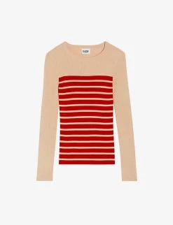 CLAUDIE PIERLOT Mandibule Stripe-pattern Stretch-knit Fitted Jumper