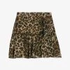 CLAUDIE PIERLOT Sisterleo Leopard-print Gathered-effect Cotton Mini Skirt -Mode Charm Shop R04103390 DIVERS M