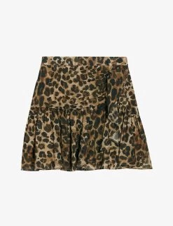 CLAUDIE PIERLOT Sisterleo Leopard-print Gathered-effect Cotton Mini Skirt