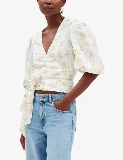 CLAUDIE PIERLOT Bambino Floral-print Woven Top -Mode Charm Shop R04103408 DIVERS ALT02