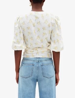 CLAUDIE PIERLOT Bambino Floral-print Woven Top -Mode Charm Shop R04103408 DIVERS ALT03