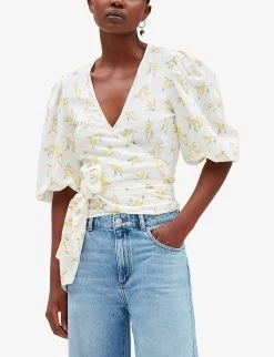 CLAUDIE PIERLOT Bambino Floral-print Woven Top -Mode Charm Shop R04103408 DIVERS ALT04