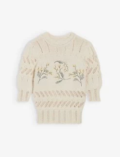 CLAUDIE PIERLOT Meliana Embroidered-motif Cotton-blend Jumper