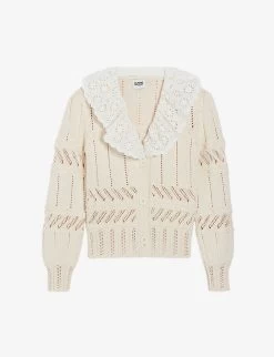 CLAUDIE PIERLOT Madelaine Ruffled-collar Cotton-blend Jumper