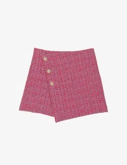 Maje Jolia Checked Asymmetric Tweed Mini Skirt