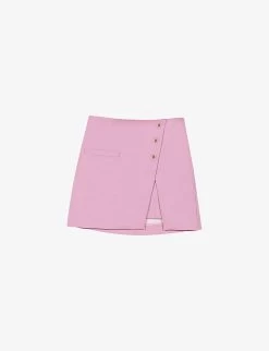 Maje Asymmetric Style Low-rise Stretch-woven Mini Skirt