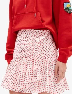 CLAUDIE PIERLOT Sister Floral-print Gathered-effect Cotton Mini Skirt -Mode Charm Shop R04104824 DIVERS ALT04