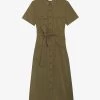 CLAUDIE PIERLOT Repos Belted Woven Midi Shirt Dress
