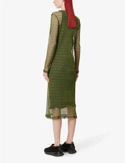 Semi-sheer Fishnet Mesh Maxi Dress -Mode Charm Shop R04109275 GREEN ALT03