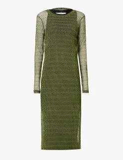 Semi-sheer Fishnet Mesh Maxi Dress