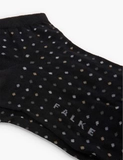 Falke Multi-spot Ankle-rise Stretch-cotton Blend Socks -Mode Charm Shop R04110395 BLACK ALT01