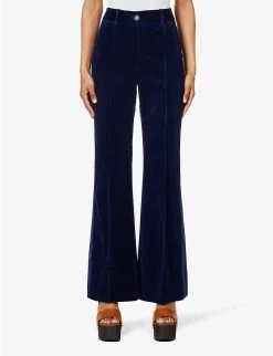 ME AND EM Straight-leg Corduroy Stretch-cotton Trousers -Mode Charm Shop R04117200 DEEPBLUE ALT02