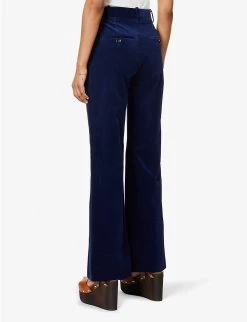 ME AND EM Straight-leg Corduroy Stretch-cotton Trousers -Mode Charm Shop R04117200 DEEPBLUE ALT03