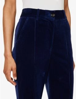 ME AND EM Straight-leg Corduroy Stretch-cotton Trousers -Mode Charm Shop R04117200 DEEPBLUE ALT04