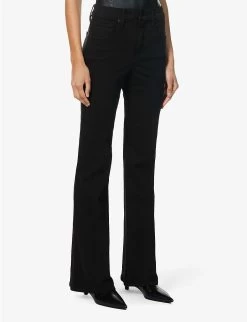 GOOD AMERICAN Good Legs Flared Mid-rise Stretch-denim Jeans -Mode Charm Shop R04120041 BLACK001 ALT02