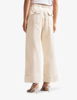 Ted Baker Steviey Wide-leg Mid-rise Cotton Trousers -Mode Charm Shop R04121170 LTNUDE ALT02