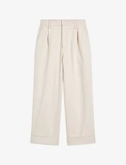 Ted Baker Steviey Wide-leg Mid-rise Cotton Trousers