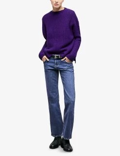 THE KOOPLES Boat-neck Knitted Wool-blend Jumper -Mode Charm Shop R04121428 PUR01 ALT02