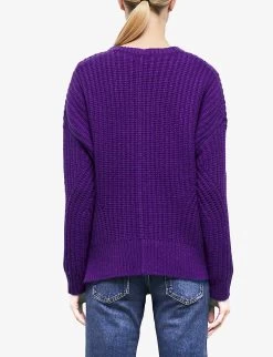 THE KOOPLES Boat-neck Knitted Wool-blend Jumper -Mode Charm Shop R04121428 PUR01 ALT03