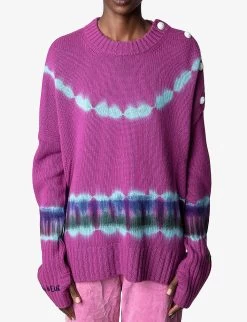 Zadig & Voltaire Malta Tie-dye Cashmere Jumper -Mode Charm Shop R04121839 MAUVE ALT02