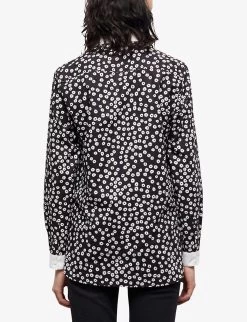 THE KOOPLES Graphic-print Contrast-collar Cotton Shirt -Mode Charm Shop R04122985 BLA09 ALT03
