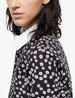 THE KOOPLES Graphic-print Contrast-collar Cotton Shirt -Mode Charm Shop R04122985 BLA09 ALT04