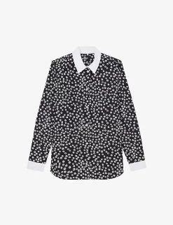 THE KOOPLES Graphic-print Contrast-collar Cotton Shirt