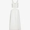 ANINE BING Dione Cut-out Cotton Midi Dress -Mode Charm Shop R04123621 WHITE M