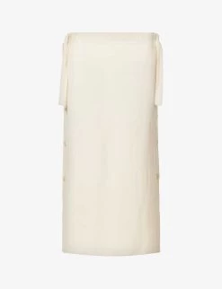 Toteme High-rise Drawstring-waist Woven Midi Skirt