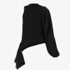 STELLA MCCARTNEY One-sleeve Draped-panel Knitted Top -Mode Charm Shop R04125578 BLACK M